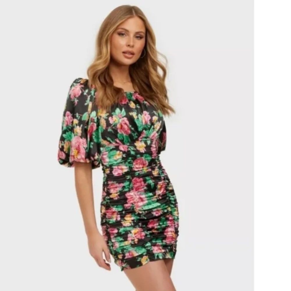 For Love And Lemons Jolie Puff Sleeve Floral Mini Dress NWT size Xsmall